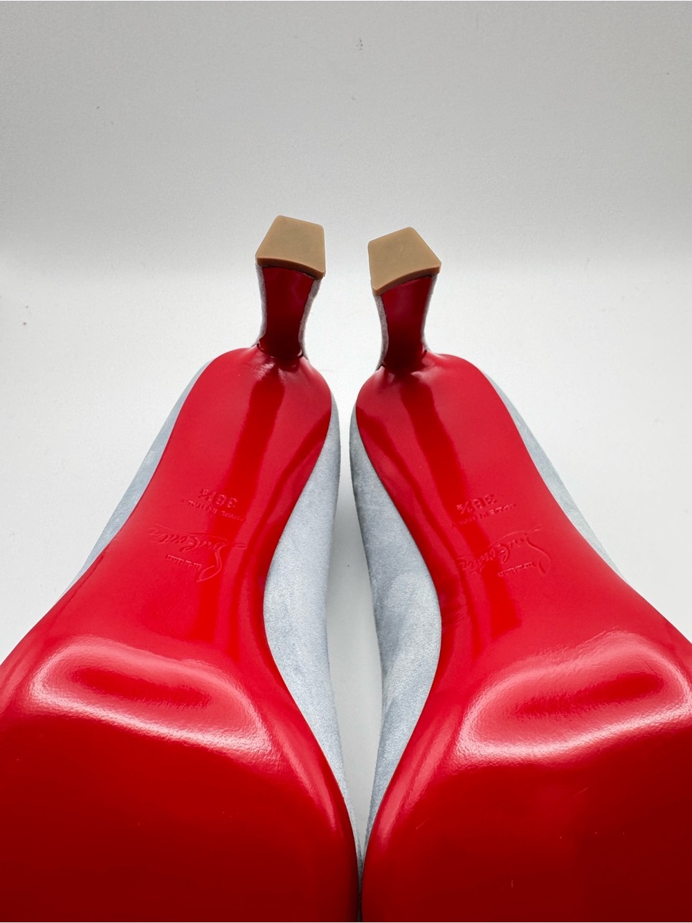 Christian Louboutin Condora 85 Pumps Grey Blue Suede Red Bottom EU 38.5 - Picture 7 of 8